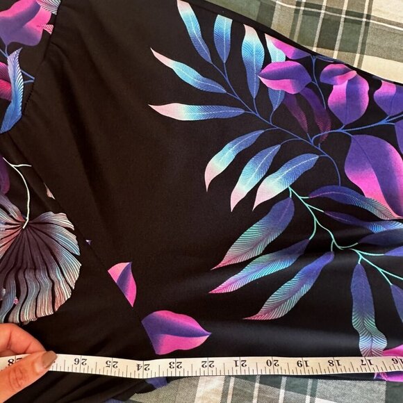 Clara Sun Woo Womens Wide Leg Crop Palazzo Pants Tropical Floral Pull On Size M - Picture 10 of 10